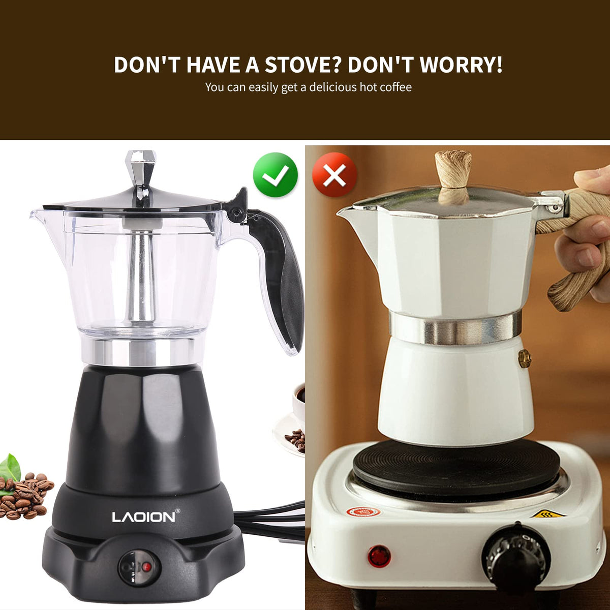 Electric moka pot with auto shut-off feature