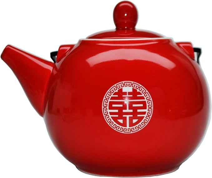 Chinese Tea Gift Set Service Porcelain Tea Pot 4 Cups tray for Adults Men Women Tea Ceremony Wedding Party Home Decor (Double Happiness)