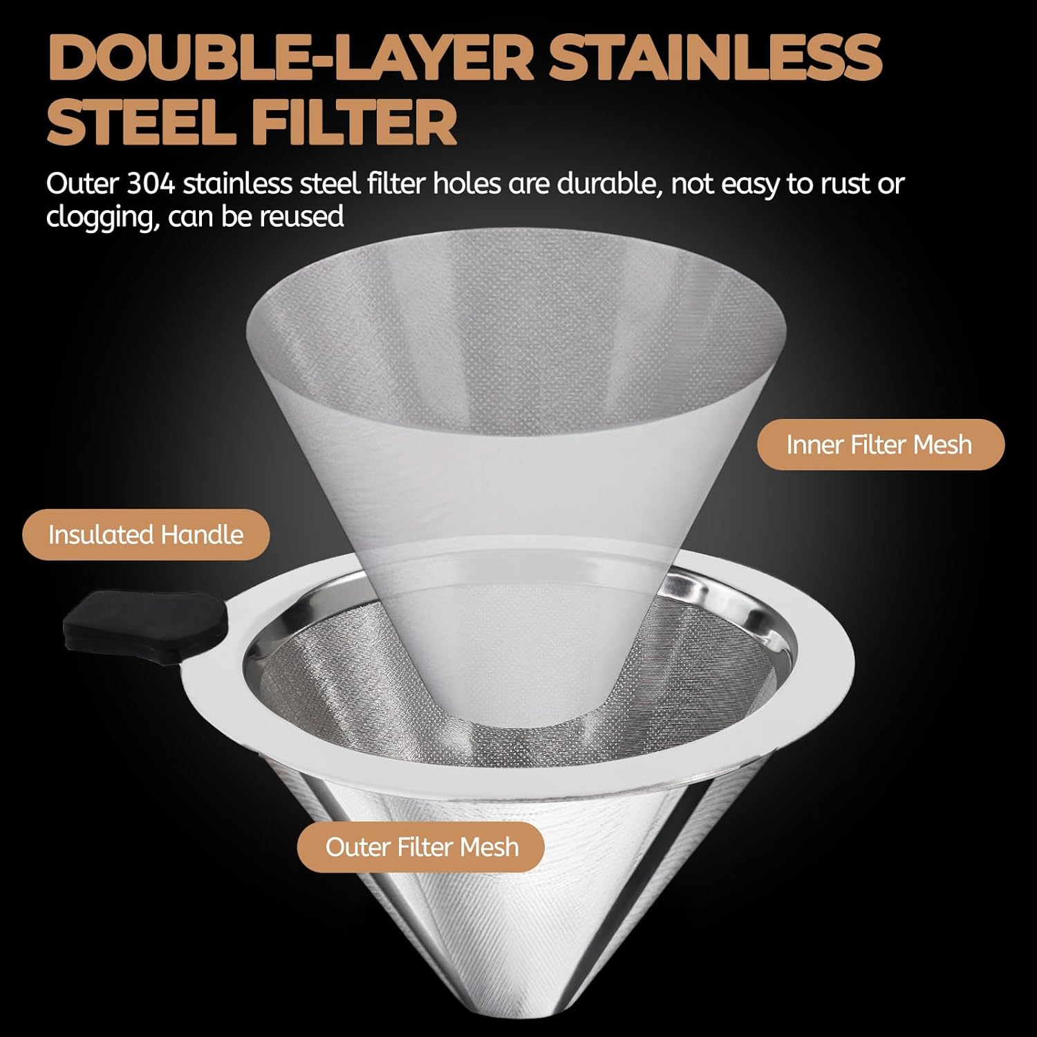 Pour Over Coffee Maker 800ml with 304 Stainless Steel Filter and Wooden Collar Holder Borosilicate Glass Drip Coffeemaker Server Set Clear Hand Brew Dripper Carafe for Home Camping Travel 27oz