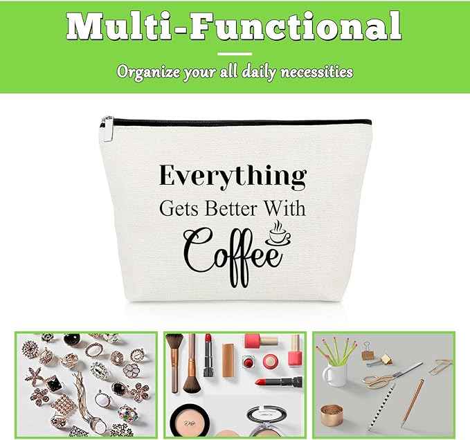 Funny Coffee Gifts for Women Makeup Bag Coffee Lovers Gifts for Coffee Drinker Gift for Friend Friendship Coffee Barista Gifts Cosmetic Bag Christmas Birthday Gifts Novelty Coffee Gifts Cosmetic Pouch