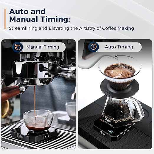 IKAPE Digital Coffee Scale with Timer, 0.1g High Precision Espresso Scale, 2kg Capacity, Waterproof Rechargeable Aluminum Alloy Coffee Scale with Auto Tare & Silicone Pad