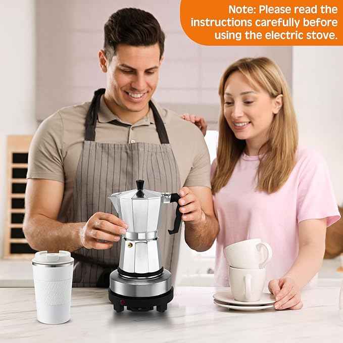 Pickmesh 4 Pcs Coffee Pot 6 Cup Electric Espresso Coffee Maker Set, 300ml Portable Cafetera Espresso, Espresso Coffee Machines, Electric Moka Pot with Detachable Base, Coffee Gift for Home Travel