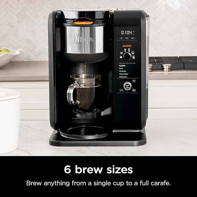 Shark Ninja CP307 Hot and Cold Brewed System W/Thermal Carafe Coffee Maker, Black