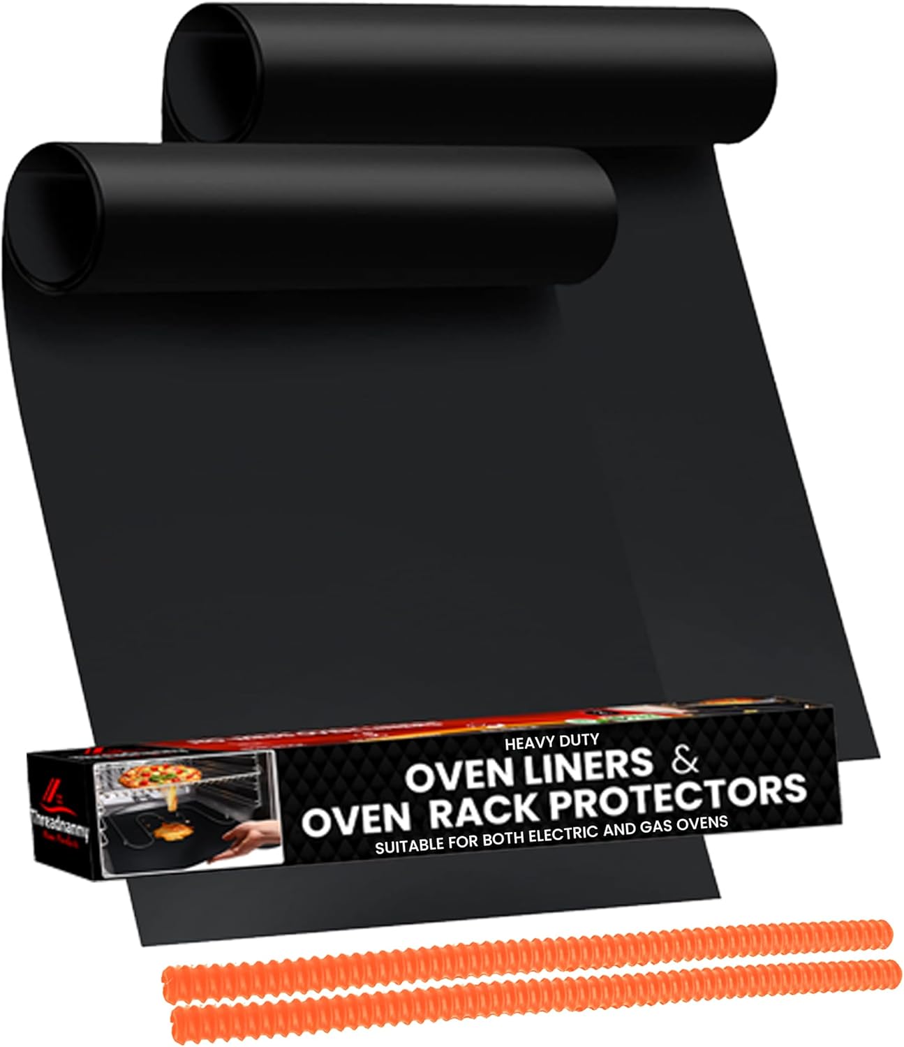 Oven Liners for Bottom of Oven Black (2-pack) Bundled with Rack Shield (2-pack) - Large Mat for Bottom of Range (17