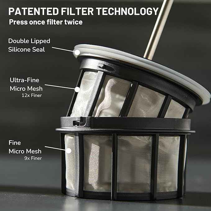 ESPRO P0 Ultralight French Press Coffee Maker for Travel, Vacuum Insulated Stainless Steel, 16 Ounces, Matte Meteorite Black