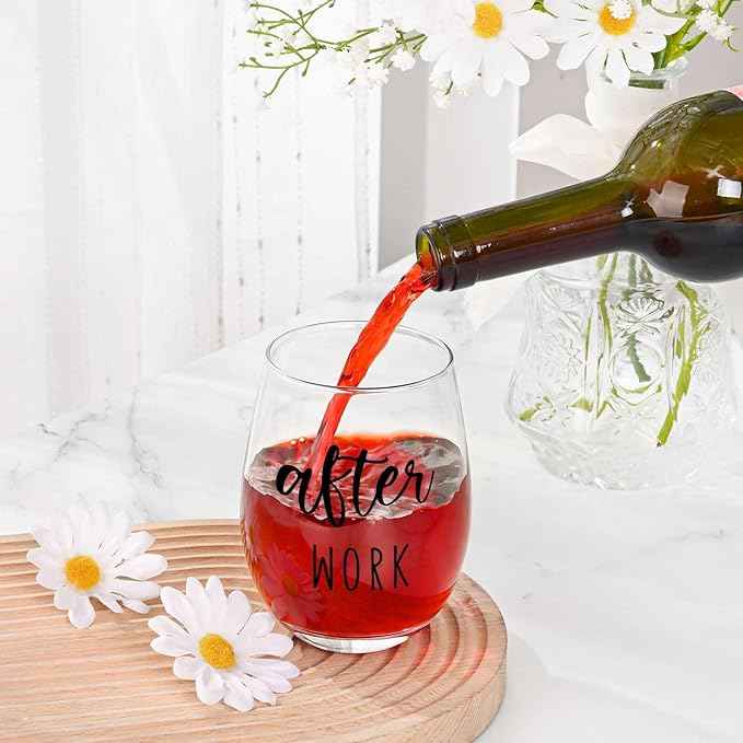 Futtumy Before Work After Work Gift Set 11oz Coffee Mug 17oz Stemless Wine Glass 2oz Shot Glass Set for Boss Coworker Manger Leader Employee, Office Gifts Bosses Day Gifts Christmas Gift for Women