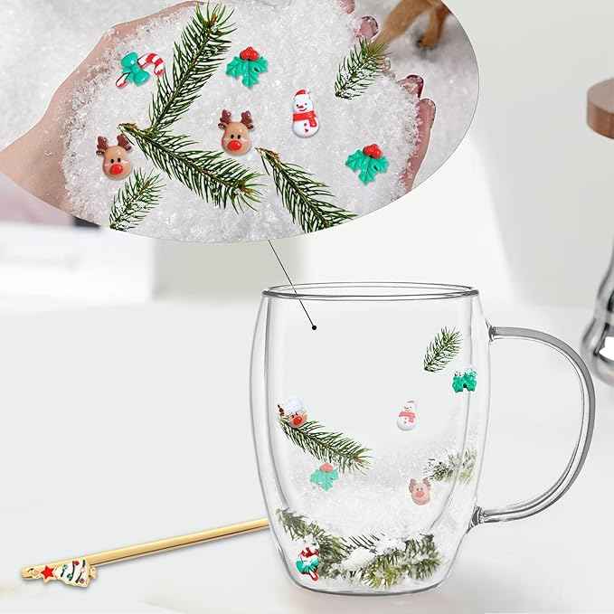 Christmas Gifts For Women Mom Friends Kids Grandma Men Cute Coffee Mugs with Christmas Socks Glass Espresso Tea Cups Kawaii Christmas Stocking Stuffers Decorations Presents Funny White Elephant Gifts