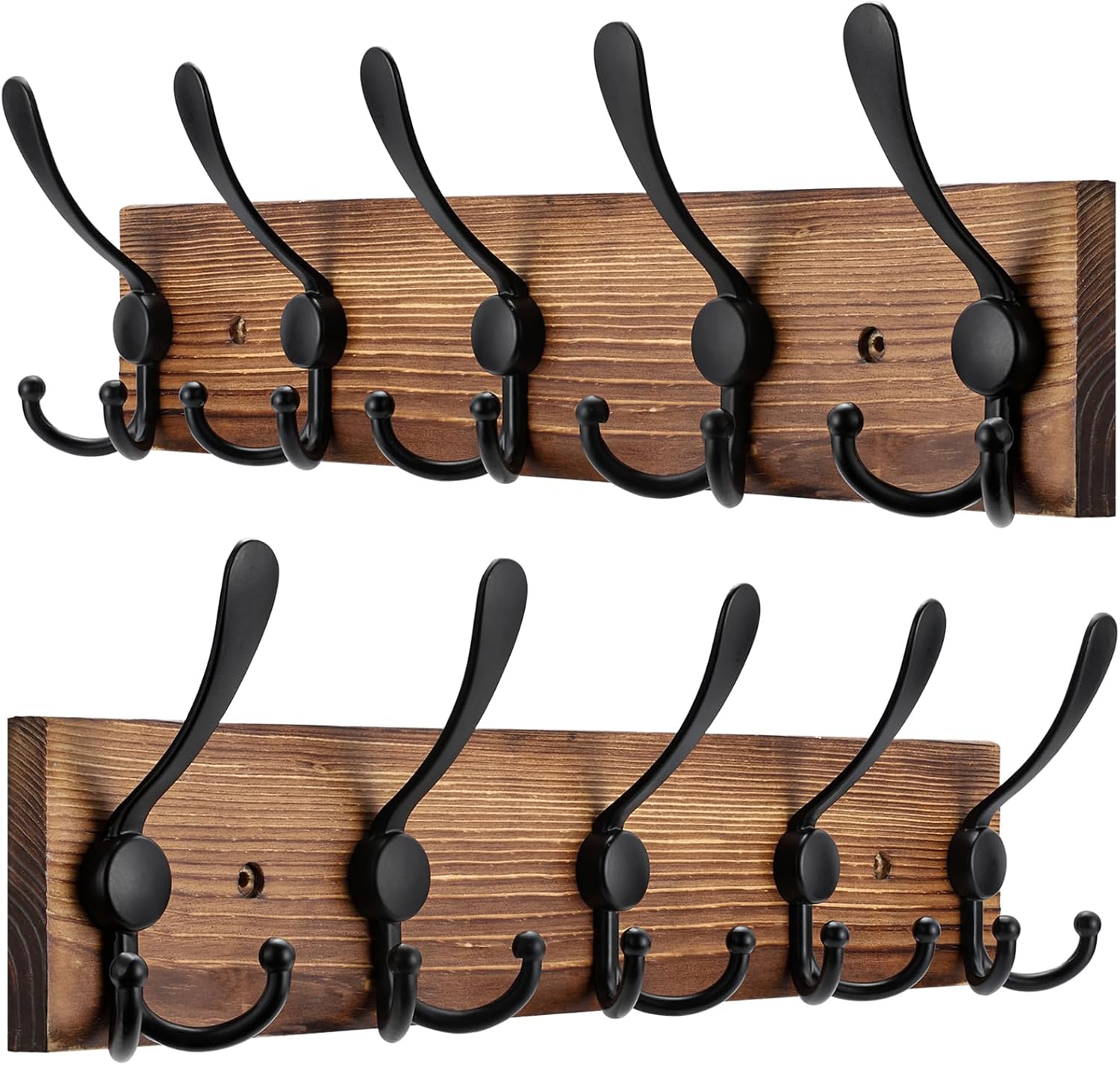 2pcs Coat Rack Wall Mount Wooden Hat Rack for Wall Hooks Pine Real Wood Plank 16.9