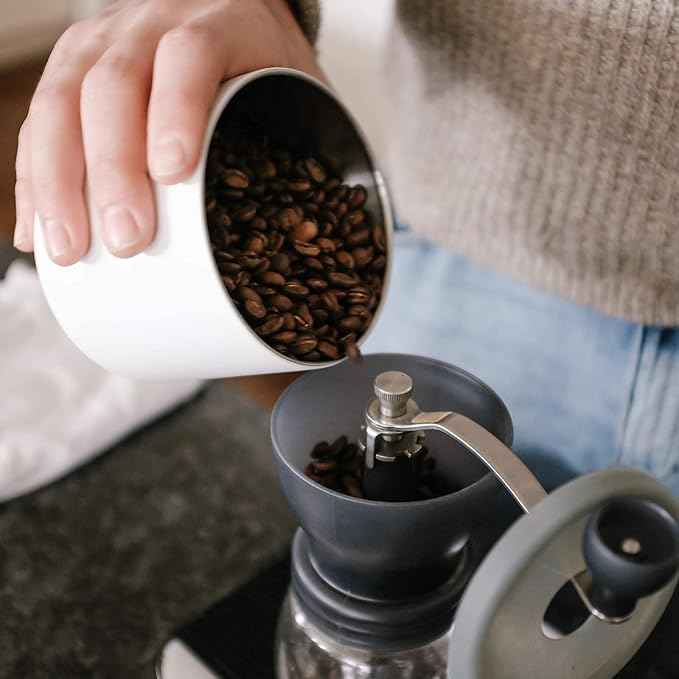 Fellow Atmos Vacuum Coffee Canister & Food Storage Container - 0.7 Liter Canister holds up to 11 oz of Coffee Beans - Airtight Food Storage Containers - Containers - 0.7 Liter - Matte White