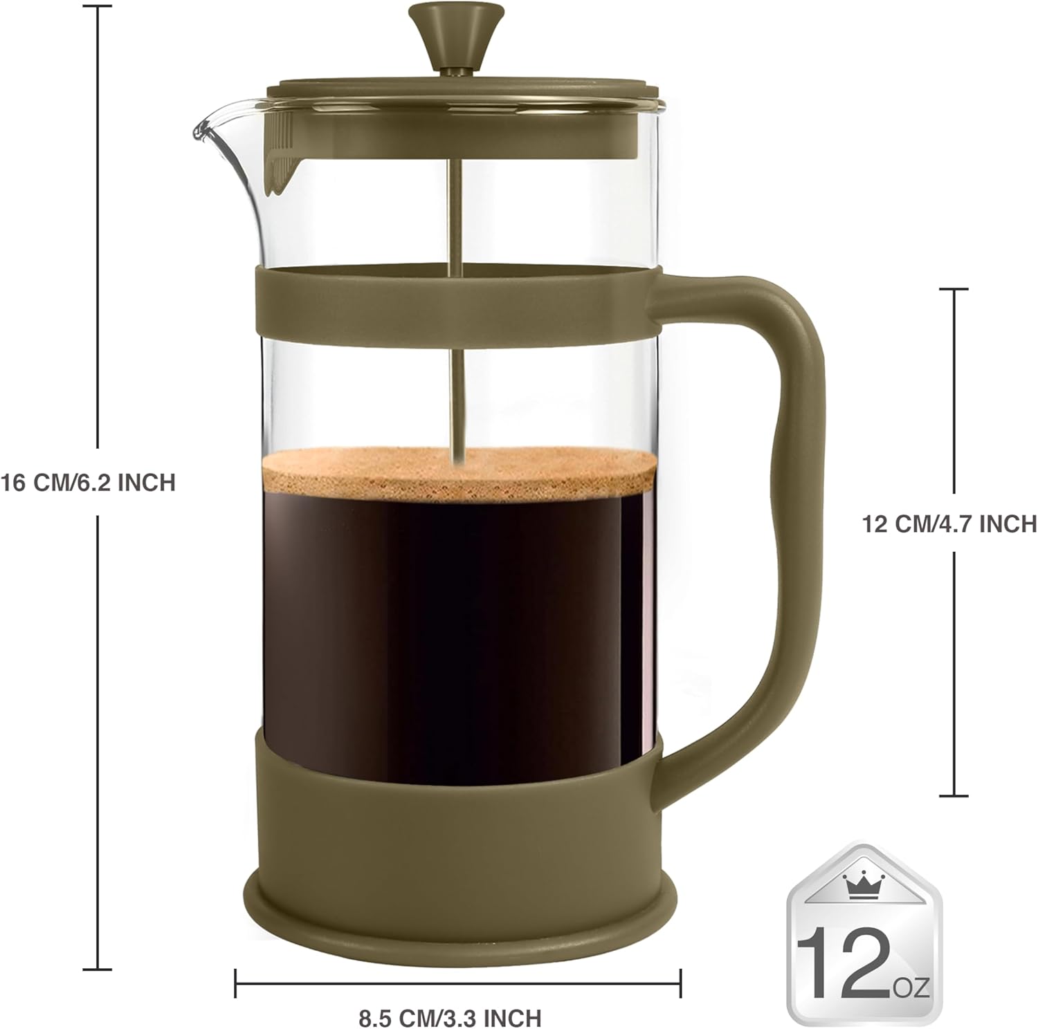 Utopia Kitchen 12 Ounce 0.35 Liter French Press Coffee Maker, Tea Maker, Travel Coffee Presses, Heat Resistant Thickened Borosilicate Coffee Pot for Camping Travel Gifts, Gold Pack of 1 - Blissbrew