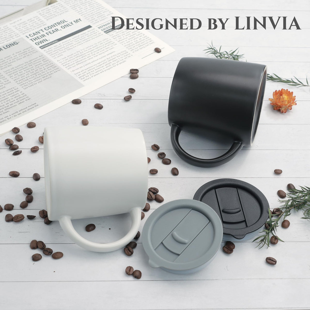 Coffee mug with lid removed