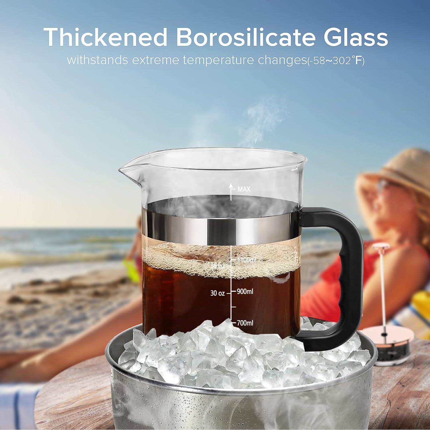 QUQIYSO French Press Coffee Maker 51oz 304 Stainless Steel French Press with 4 Filter, Heat Resistant Durable, Easy to Clean, Borosilicate Glass Coffee Press, Sliver - Blissbrew