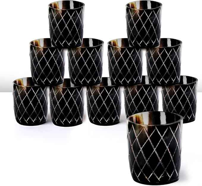Handicrafts Home Viking Horn Shot Glasses Set of 12, Rustic Viking Drinkware Whiskey Shot Cups, Medieval Decor Gift Set for Groomsmen, Birthday Gifts for Men, Gifts for Dad, Room Decor for Men