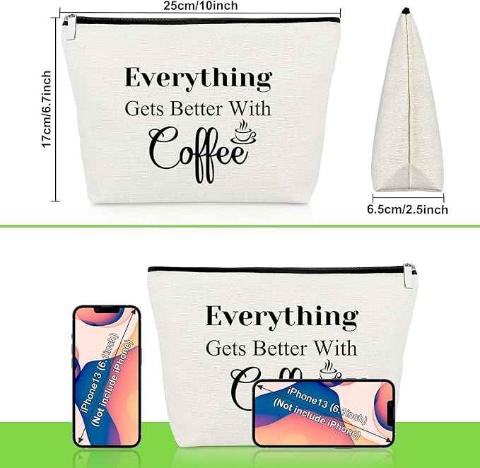 Funny Coffee Gifts for Women Makeup Bag Coffee Lovers Gifts for Coffee Drinker Gift for Friend Friendship Coffee Barista Gifts Cosmetic Bag Christmas Birthday Gifts Novelty Coffee Gifts Cosmetic Pouch