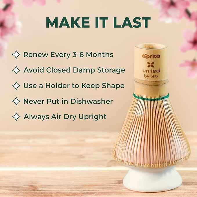 Aprika Life Matcha Whisk – 100 Prong Bamboo Chasen | Traditional Japanese Tea Whisk for Matcha Powder, Ceremonial Tea & Lattes | Durable Handcrafted Bamboo Whisk for Authentic Matcha Preparation