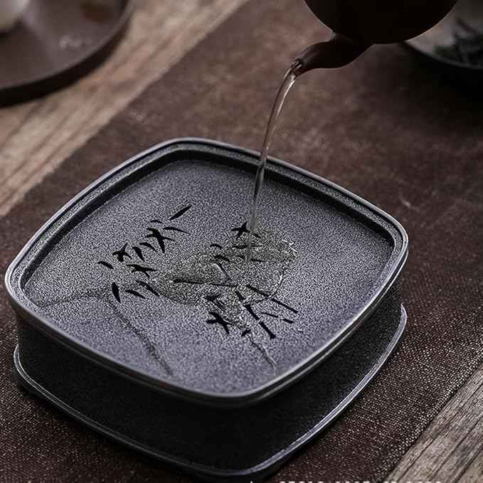 Tea Set Chinese Style Retro Shape Household Square Water Storage Dry Tea Tray Dry Tea Tray Chinese Tea Set