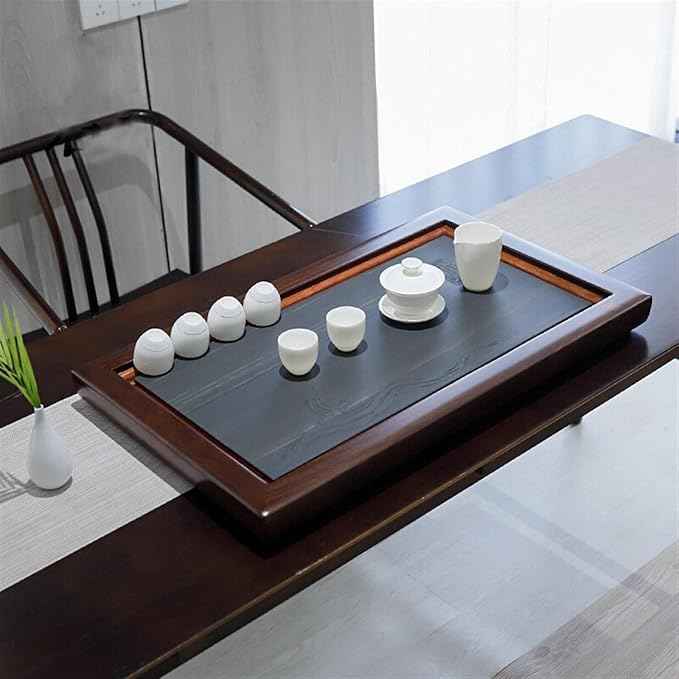 Tea Set Natural Green Sandalwood Stone Tea Tray Ebony Solid Wood With Household 75cm Rectangular Office Living Room Tea Tray Table Chinese Tea Set