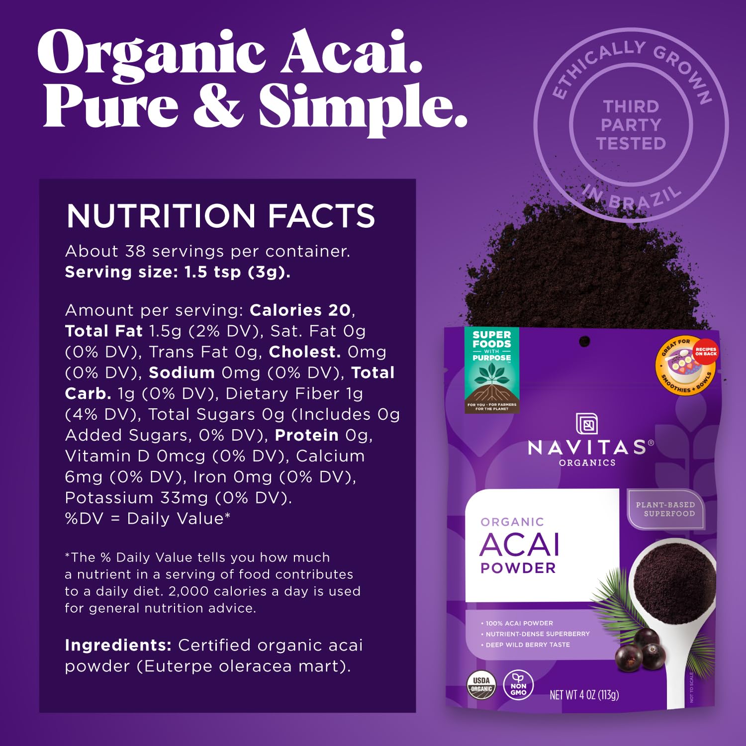 Acai Powder 4 oz. Bag ? Organic (4 Ounce)