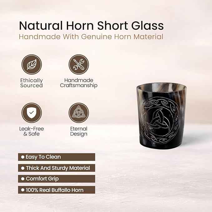 Handicrafts Home Viking Horn Shot Glasses Set of 8, Handmade Natural Ox Horn, Rustic Viking Drinkware Whiskey Shot Cups, Father’s day Gifts, Birthday Gifts for Men, Gifts for Dad, Room Decor for Men