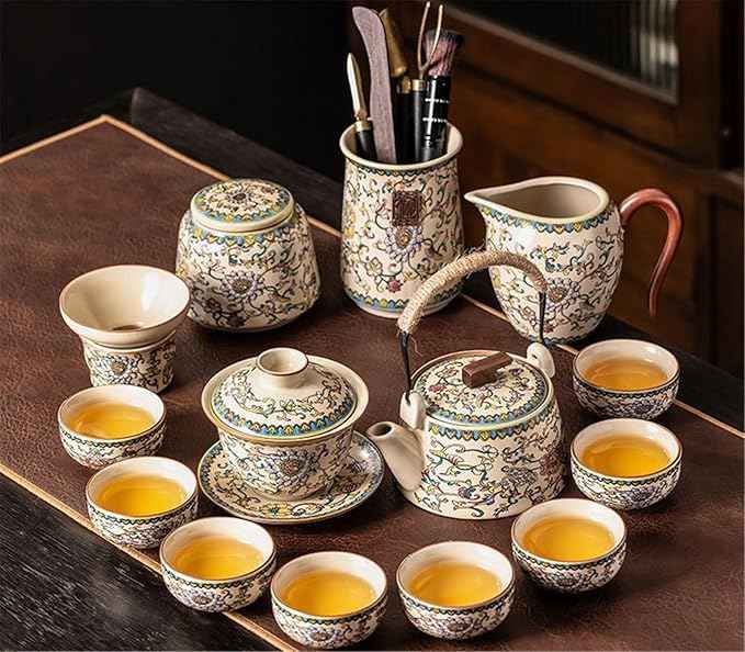 Ru Kiln Enamel Gongfu Tea Set, Gaiwan and Teacup Collection-suit10