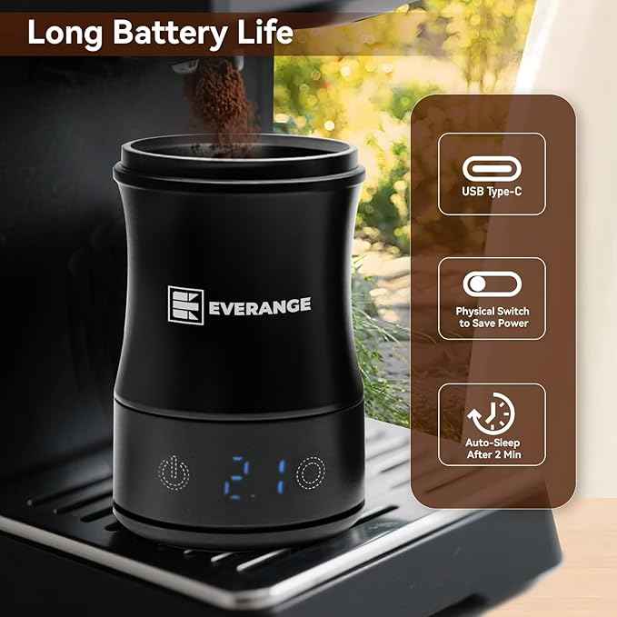 Digital Coffee Scale with Timer - Rechargeable Espresso Scale Precise Pour Over & Drip Coffee Scale, LED Display, Includes Dosing Cup, Black