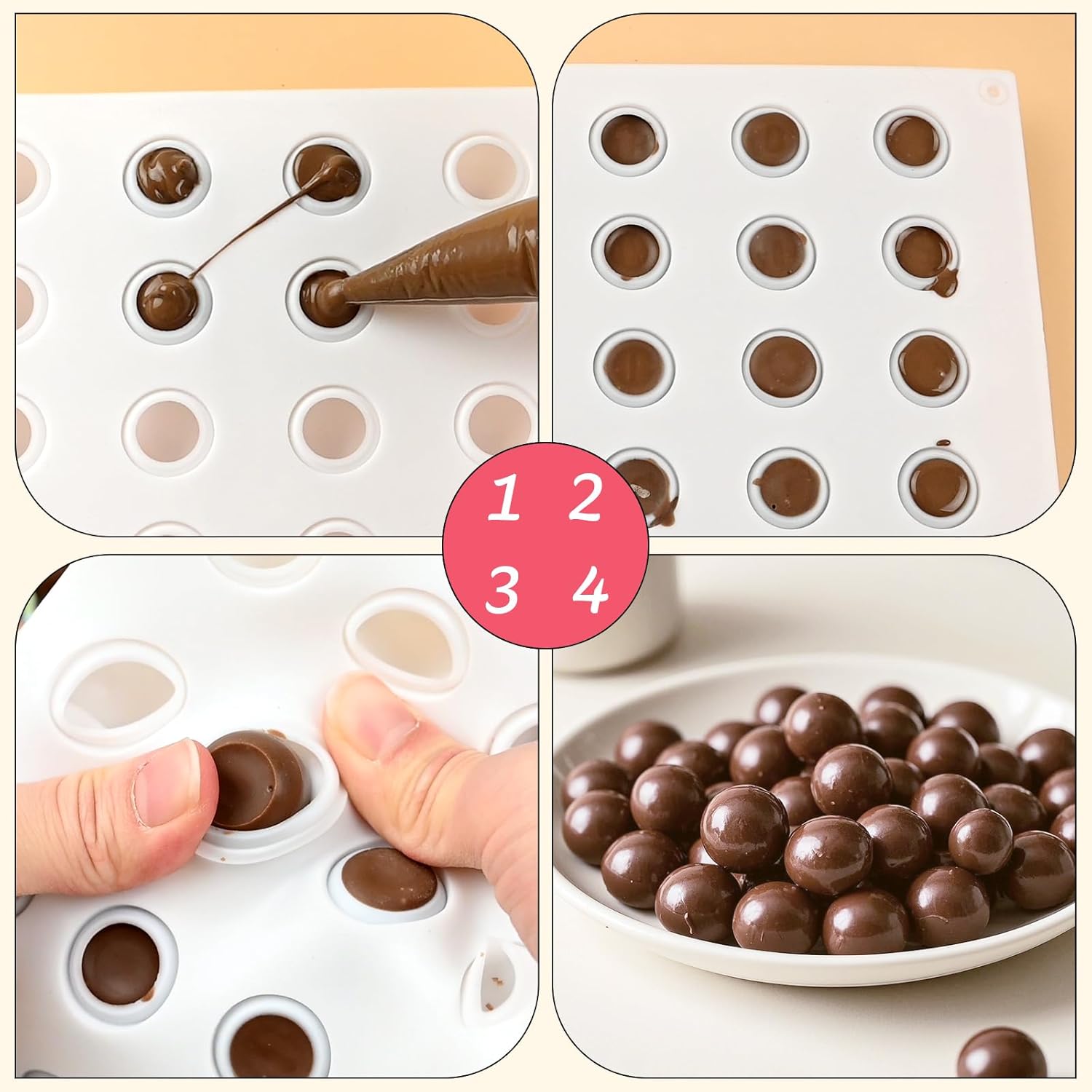 Small Chocolate Molds, 35-Cavity Silicone Sphere Candy Molds, Chocolate Mold for Cake Decoration, Chocolate Candy Gummy Mousse Jelly Pudding Ice Cube Tray, Fruit Snacks, Keto Snacks
