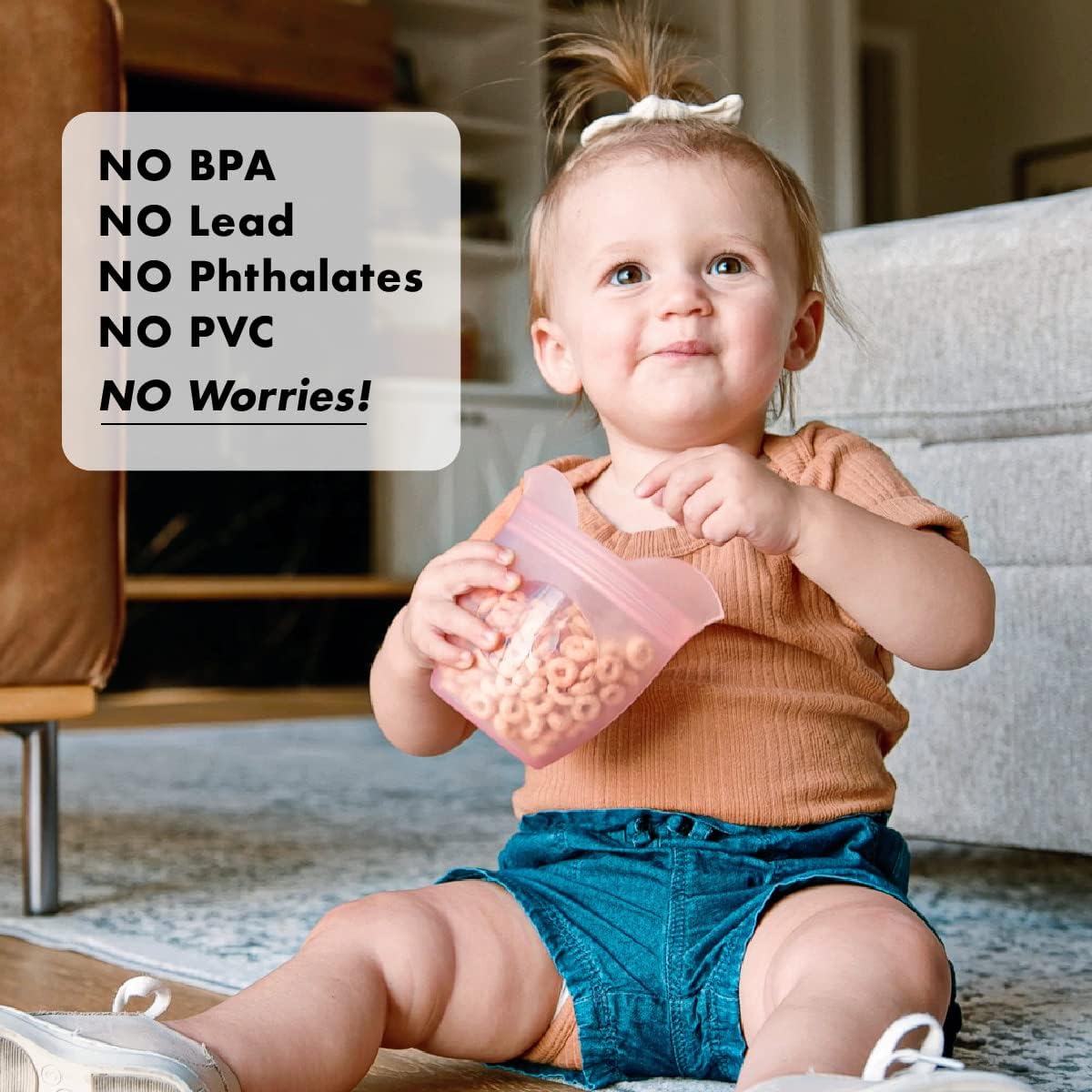 Zip Top Reusable 100% Silicone Baby + Kid Snack Containers - The only containers that stand up, stay open and zip shut! No Lids! Made in the USA - Pink Pig - Blissbrew