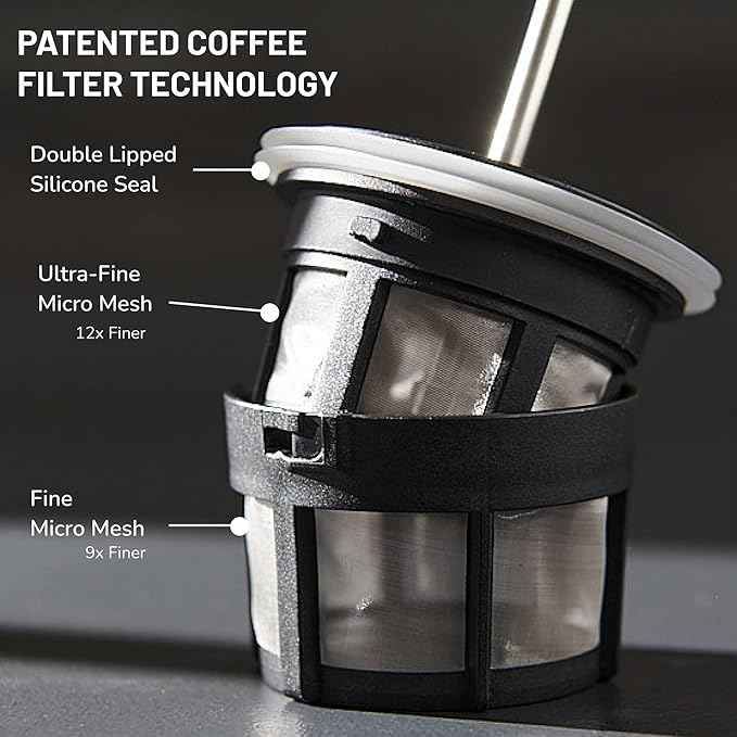 ESPRO P0 Ultralight French Press Coffee Maker for Travel, Vacuum Insulated Stainless Steel, 16 Ounces, Brushed Stainless Steel