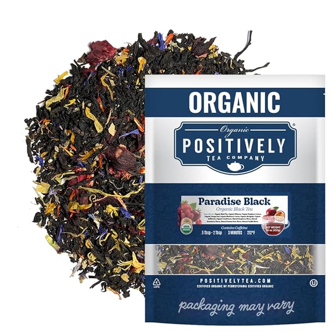 Organic Positively Tea Company, Paradise Black Tea, Loose Leaf, 16 Ounce