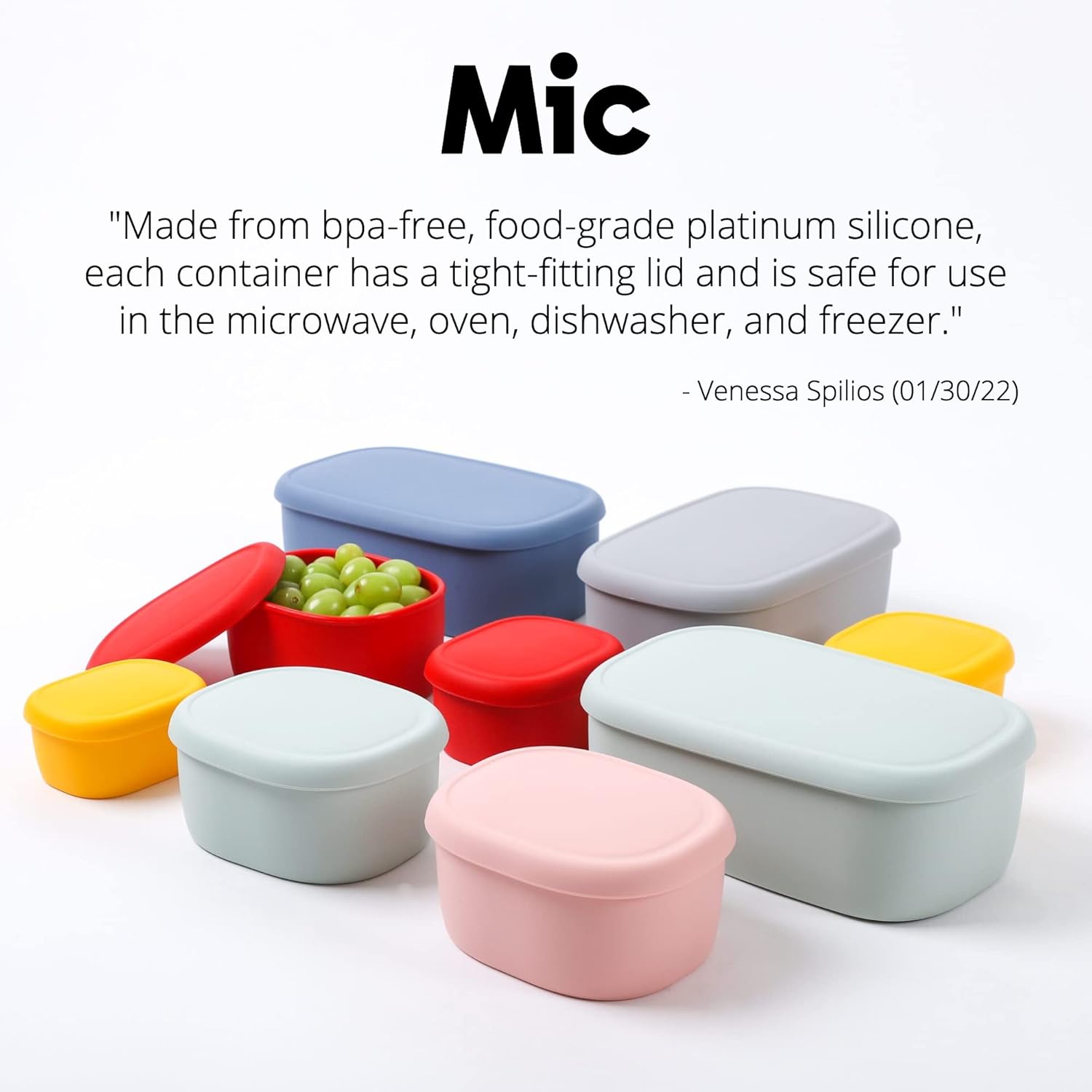 BLUE GINKGO Nesting Silicone Containers - Set of 3 Hard-Shell Silicone Food Storage Containers | BPA Free, Airtight, Dishwasher and Freezer Safe (6.7oz, 10oz, 20oz) - Blue - Blissbrew