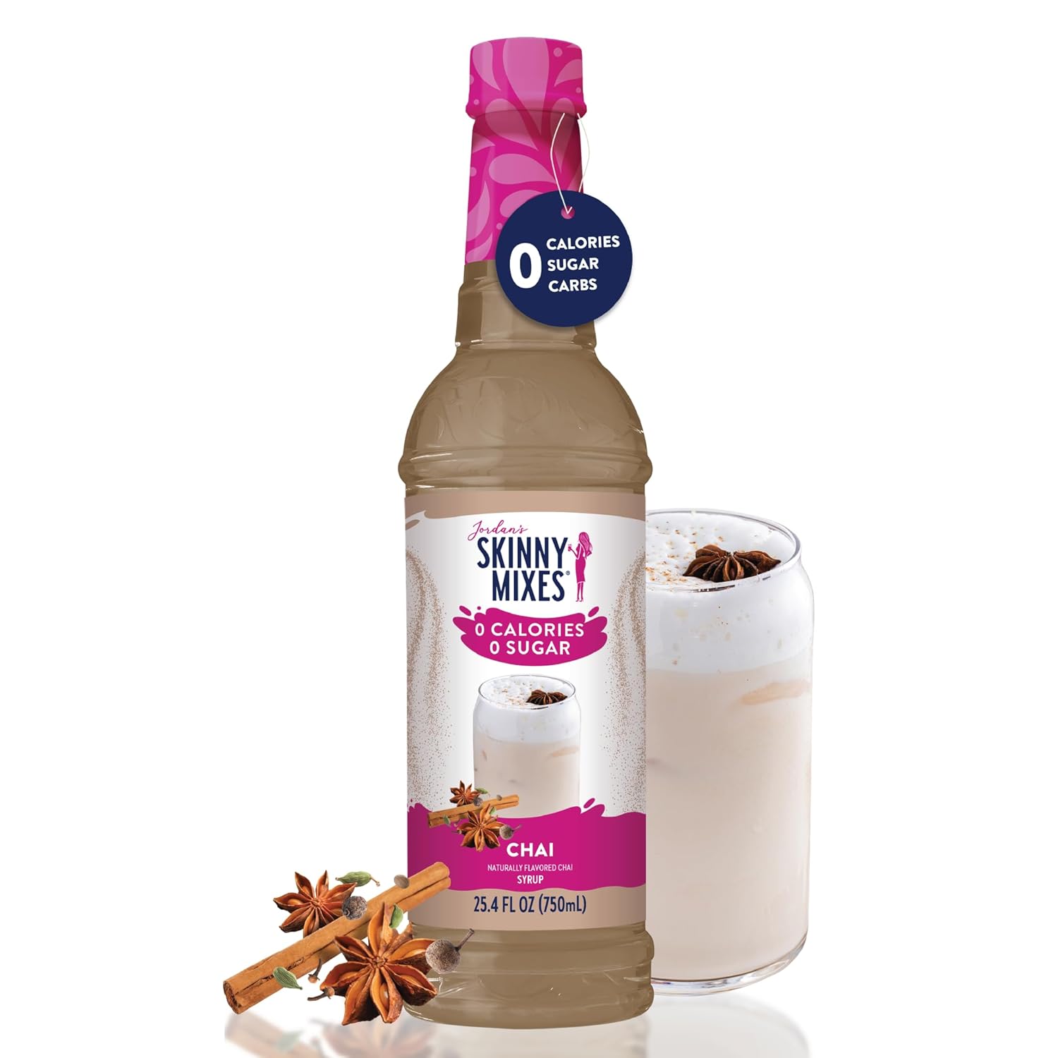 Jordan's Sugar Free Chai Syrup - 25.4oz, Gluten Free, Keto, For Coffee, Latte, Shakes