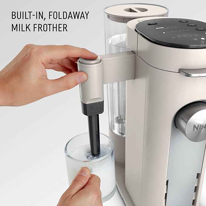 Ninja Pod & Grounds | Coffee Maker | XL Single-Serve | K-Cup Pod Compatible | Brews Grounds | Compact Design | Built-In Milk Frother | 68-oz. Reservoir, 6-oz. Cup to 24-oz. Mug Sizes | Stone |PB055AST