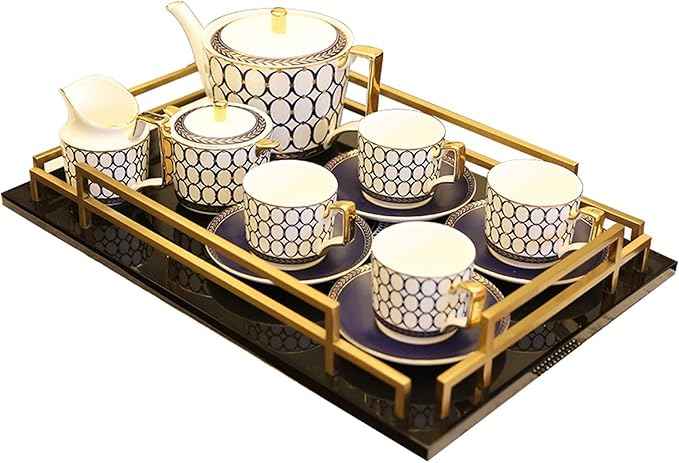 Tea Set Porcelain Afternoon Tea Set Tea Cup Gift Set Tea Pack Tea Cups and Saucer Teapot Sugar Bowl Cream Jug Modern Light Coffee Luxury Service