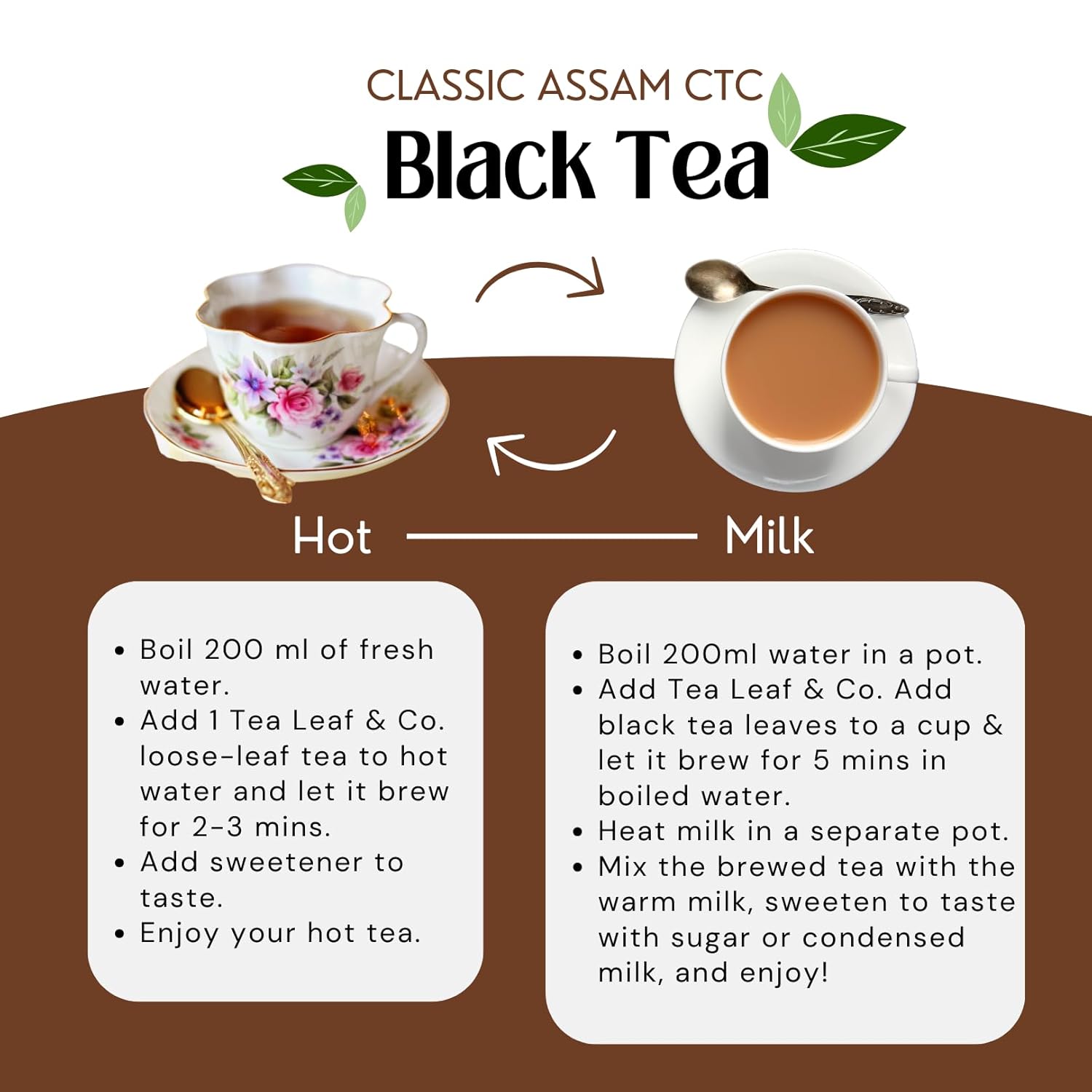Tealeaf & Co. Classic Assam CTC Chai - 100% Pure Loose Leaf Black Tea - Low Caffeine Premium Tea - Upto 50 Servings (3.52oz/100gm)