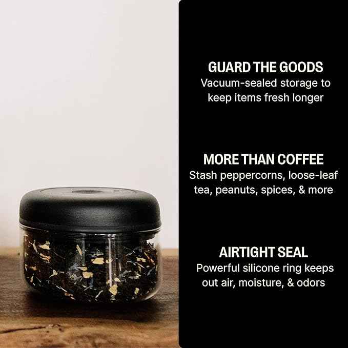 Fellow Atmos Vacuum Coffee Canister, 0.4L Clear Glass – Airtight Food Storage Container for Whole Beans, Ground Coffee, Tea & Spices – Vacuum Seal Preserves Freshness – BPA-Free, Holds up to 6 oz
