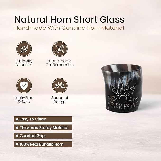 Handicrafts Home Viking Horn Shot Glasses Set of 8, Handmade Natural Ox Horn, Rustic Viking Drinkware Whiskey Shot Cups, Father’s day Gifts, Birthday Gifts for Men, Gifts for Dad, Room Decor for Men