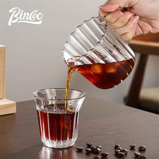 Bincoo Pour Over Coffee Maker Set 11oz - Heat-Resistant,Coffee Dripper Size 1 with Walnut Collar,Drip Coffee Maker for Coffee Brewer Kit Home,Office,Gift