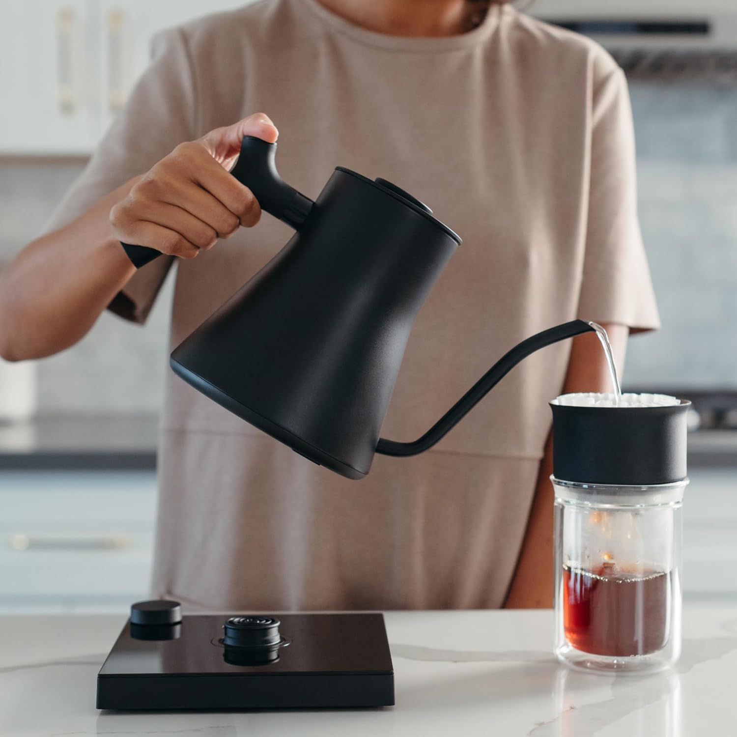 Fellow Stagg EKG Pro Electric Gooseneck Kettle - Pour-Over Coffee and Tea, Quick Heating, Precise Temperature Control, Scheduling, Built-in Brew Timer, Matte Black, 0.9 Liter