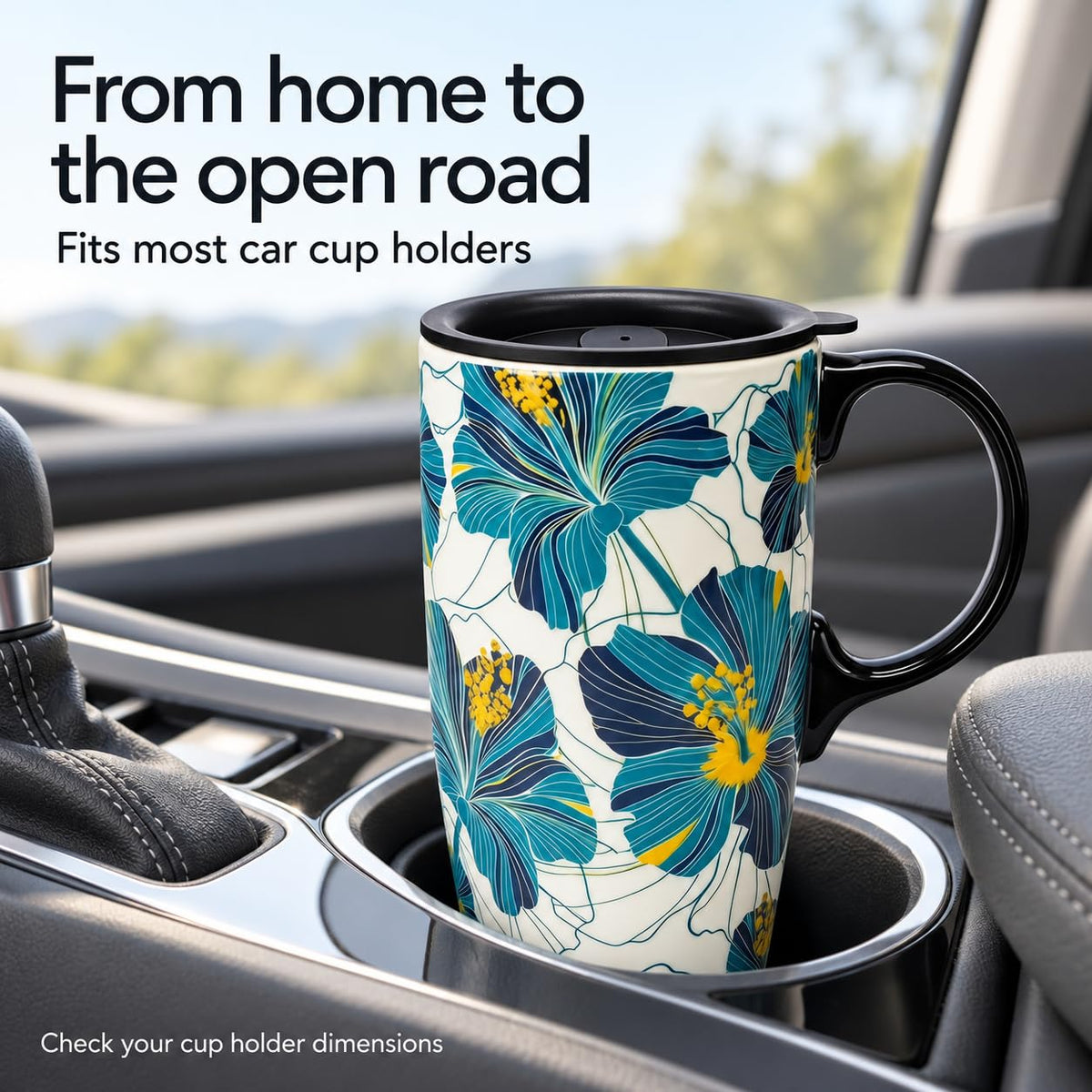 Ceramic coffee mug with fitted lid and handle