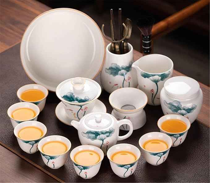 White Jade Porcelain Gongfu Tea Set, Gaiwan with Teacups-suit8