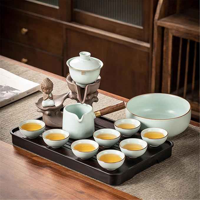 Ceramic Ge Kiln Automatic Tea Set, Easy Brewing Teapot and Cups-suit22