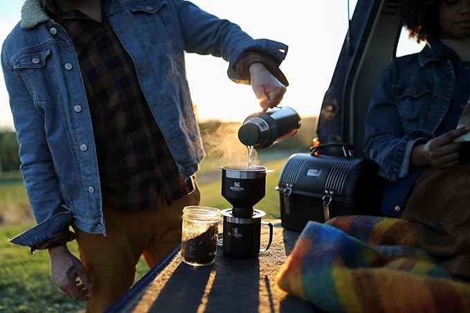 STANLEY Perfect Brew Pour Over Set | 12 oz Camp Mug with Lid Included | Drip Coffee Maker with Reusable Filter | Insulated Stainless Steel | BPA-Free | Matte Black
