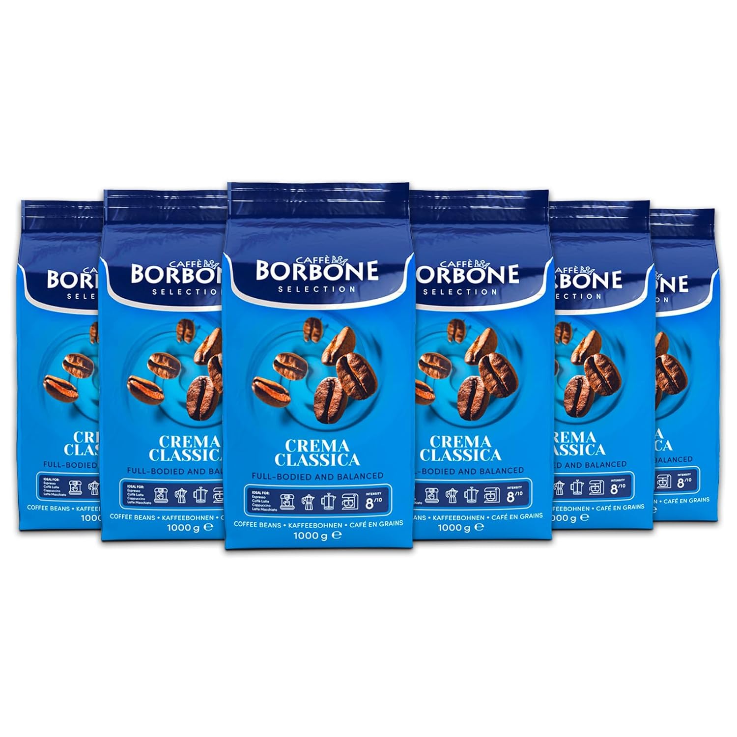 Caffè Borbone Whole Bean Coffee, Crema Classica, Medium Roast, Arabica and Robusta Blend - Roasted and Freshly Packaged in Italy - 2.2 Pound Bag (pack of 6) - Blissbrew