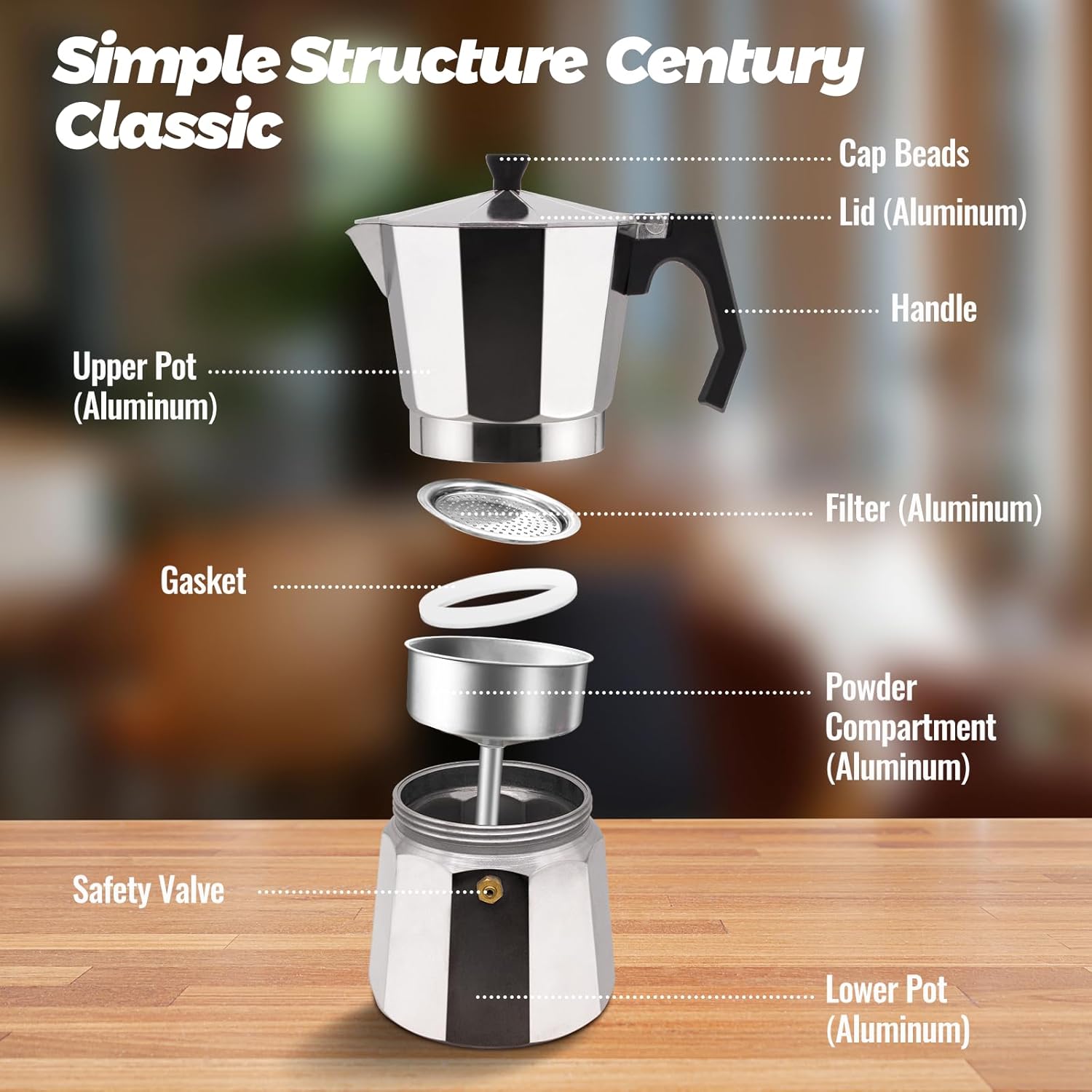 14 Cup Aluminum Moka Pot Classic Stovetop Espresso Coffee Maker 700ml 23oz Coffeemaker Percolator Mocha Pot Greca Coffee Maker Cafe Makers for Italian and Cuban Café Brewing Silver
