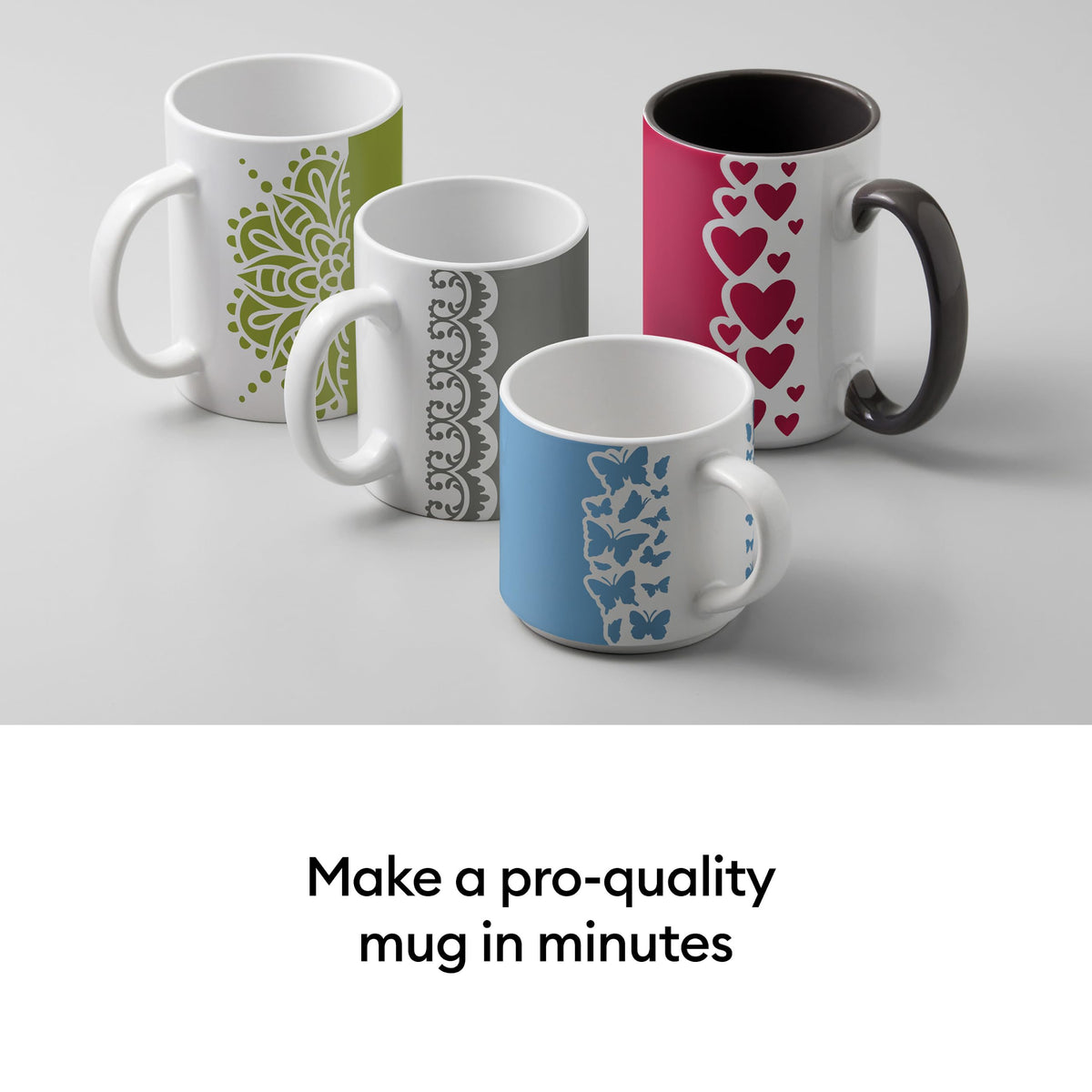 Ceramic mug blank side view showing beveled shape