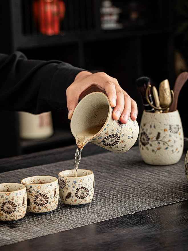 Duan Clay Fired Red Tea Set, Ceramic Gaiwan, Teapot and Cups-suit2