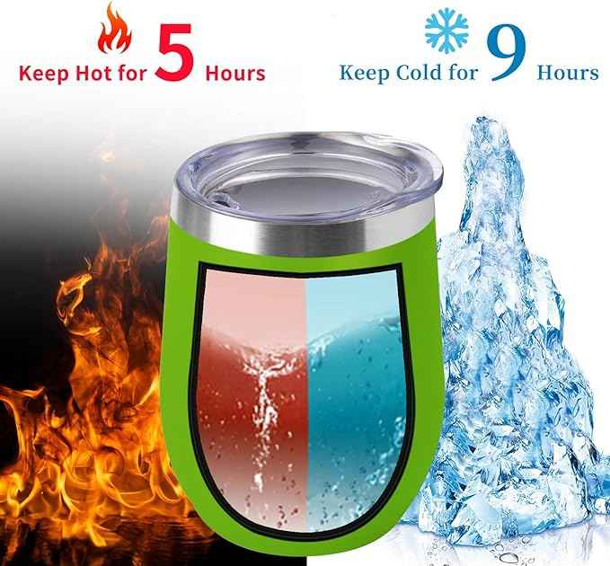 12oz/6 Pack Wine Tumbler Glasses with Lid Stemless Double Wall Vacuum Stainless Steel Travel Tumbler Keeping Cold & Hot for Wine,Coffee,Cocktails,Christmas Drinks-Family and Gifts