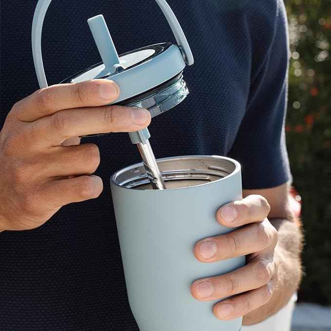 BrüMate Resa 25oz 100% Leakproof Travel Tumbler with Handle & Straw | Flexible SoftSip Straw | Silicone Sleeve for Durability | Stainless Steel | Cup Holder & Travel Friendly Water Bottle | (Sage)