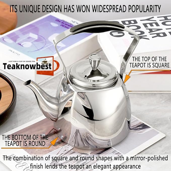 Stainless Steel Tea Pots with Infuser, Loose Leaf Tea Pot 50oz, Tea Pot for Stove, Dishwasher Safe (1500ml)