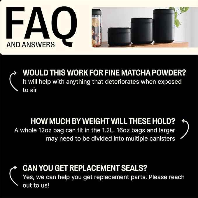 Fellow Atmos Vacuum Coffee Canister – 1.2L Stainless Steel Airtight Food Storage Container for Coffee Beans, Ground Coffee, Tea & Spices – Vacuum Seal Preserves Freshness – Matte Black